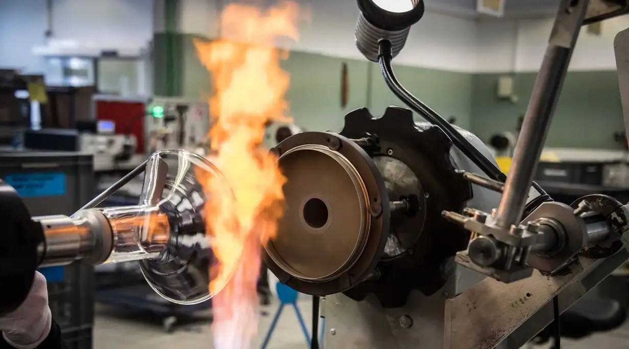 Glass in production at Schott, one of the handful of companies worldwide that manufacture optical glass.