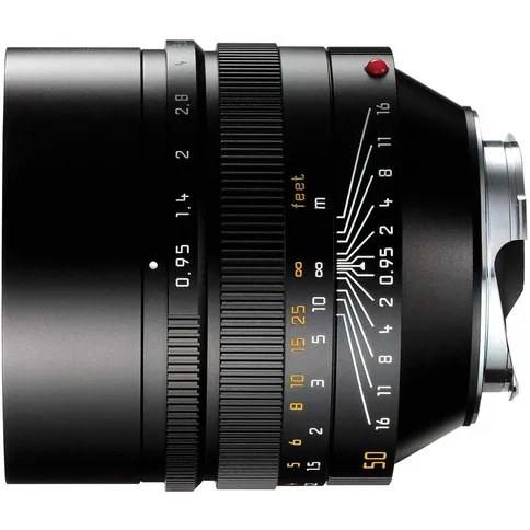 The Noctilux-M 50mm f/0.95 ASPH in black anodized finish, the current flagship of the Noctilux line.